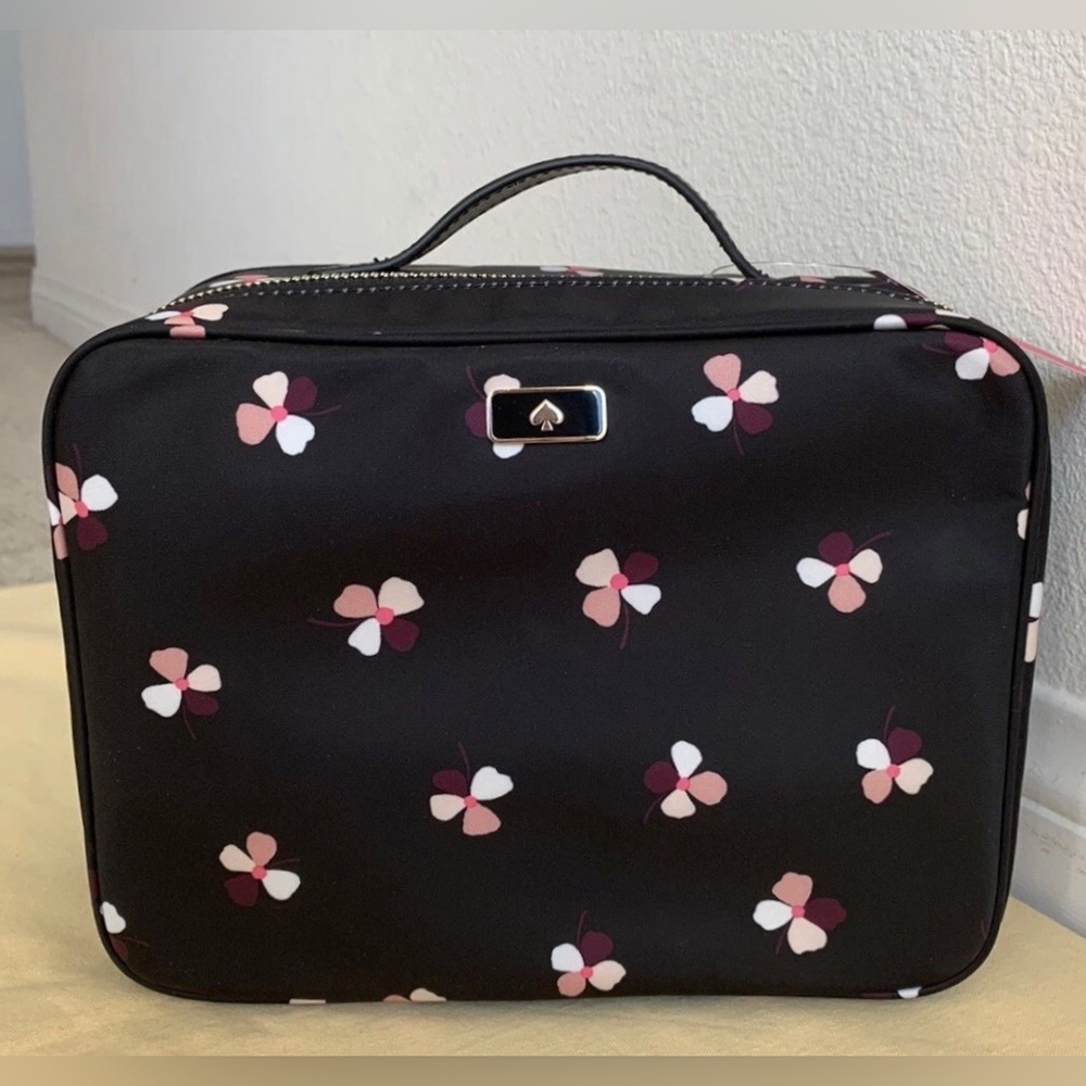 🌹🍃New KATE SPADE ♠️ NEW YORK Dawn Dusk Buds Ditsy Trifold Travel Cosmetic Case🍃🌹